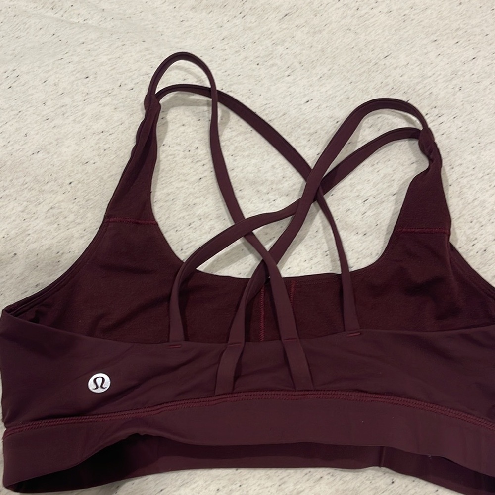 Lululemon Energy Bra size 8. Maroon / purple color.